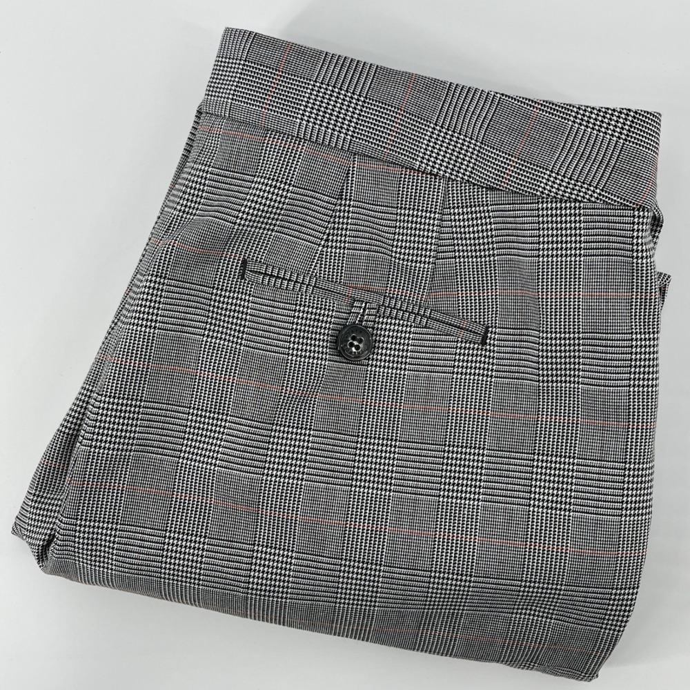Talbots Womens Glen Plaid Dress Pants Black Red Lined Straight Leg Size 6